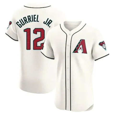 Men's Arizona Diamondbacks ＃12 Lourdes Gurriel Jr. Cream Elite Home Patch Jersey