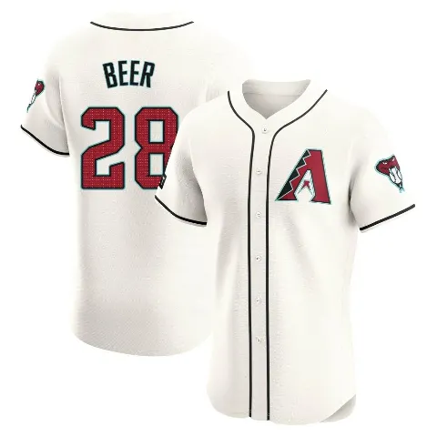 Men's Arizona Diamondbacks ＃28 Seth Beer Cream Elite Home Patch Jersey