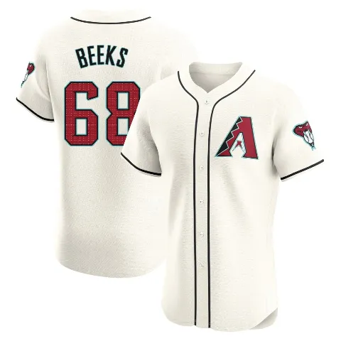 Men's Arizona Diamondbacks ＃68 Jalen Beeks Cream Elite Home Jersey