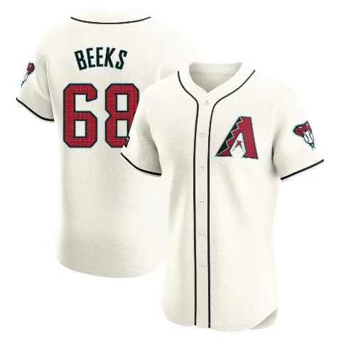 Men's Arizona Diamondbacks ＃68 Jalen Beeks Cream Elite Home Patch Jersey