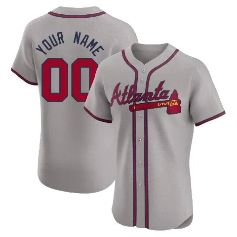 Men's Atlanta Braves ＃00 Custom Gray Elite Road Jersey