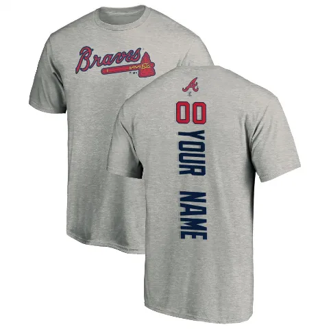 Men's Atlanta Braves ＃00 Custom T-Shirt Custom Backer T-Shirt - Ash