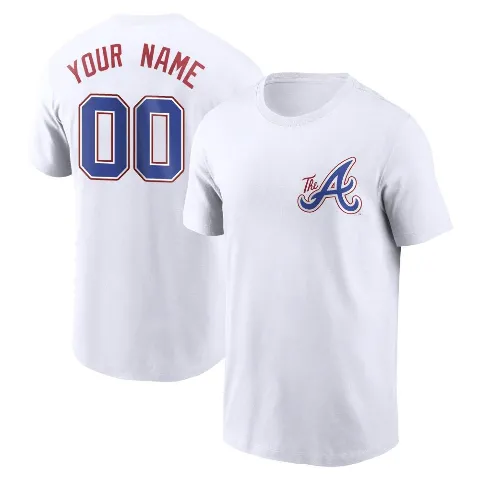 Men's Atlanta Braves ＃00 Custom T-Shirt White Custom 2023 City Connect Name & Number T-Shirt