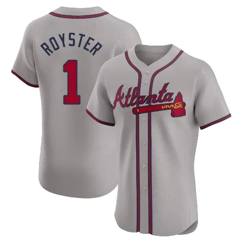 Men's Atlanta Braves ＃1 Jerry Royster Gray Elite Road Jersey