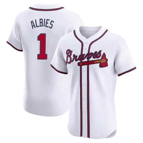 Men's Atlanta Braves ＃1 Ozzie Albies White Elite Home Jersey
