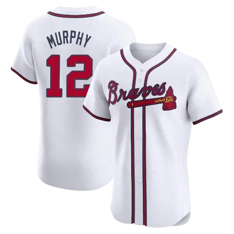 Men's Atlanta Braves ＃12 Sean Murphy White Elite Home Jersey