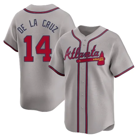 Men's Atlanta Braves ＃14 Bryan De La Cruz Gray Limited Away Jersey