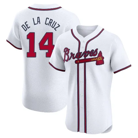 Men's Atlanta Braves ＃14 Bryan De La Cruz White Elite Home Jersey