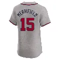 Men's Atlanta Braves ＃15 Whit Merrifield Gray Elite Road Jersey