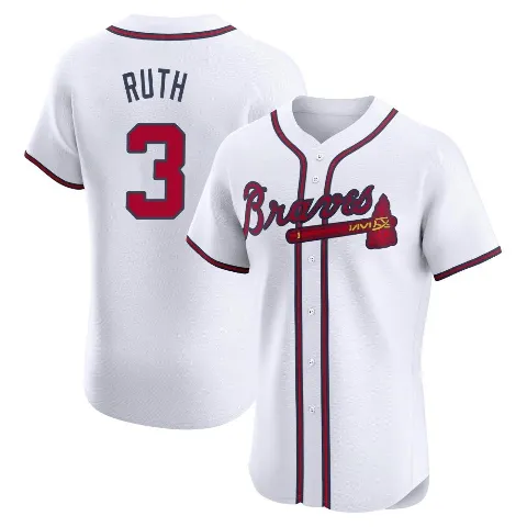 Men's Atlanta Braves ＃3 Babe Ruth White Elite Home Jersey