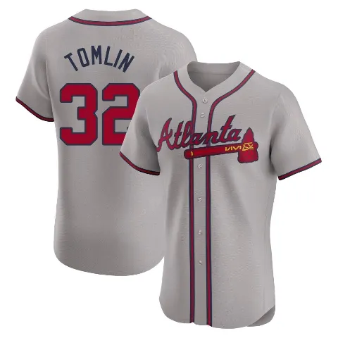 Men's Atlanta Braves ＃32 Josh Tomlin Gray Elite Road Jersey