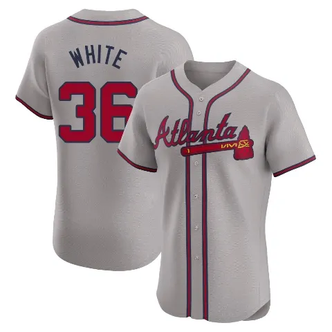 Men's Atlanta Braves ＃36 Eli White Gray Elite Road Jersey