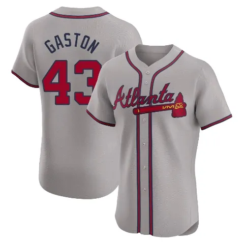 Men's Atlanta Braves ＃43 Cito Gaston Gray Elite Road Jersey