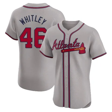 Men's Atlanta Braves ＃46 Chase Whitley Gray Elite Road Jersey
