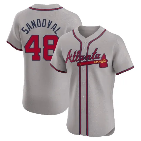 Men's Atlanta Braves ＃48 Pablo Sandoval Gray Elite Road Jersey