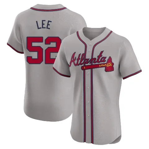 Men's Atlanta Braves ＃52 Dylan Lee Gray Elite Road Jersey