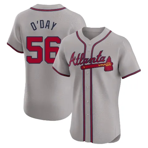 Men's Atlanta Braves ＃56 Darren O'Day Gray Elite Road Jersey