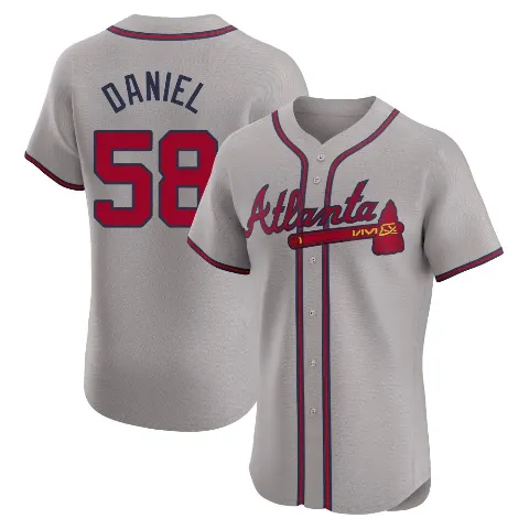 Men's Atlanta Braves ＃58 Davis Daniel Gray Elite Road Jersey