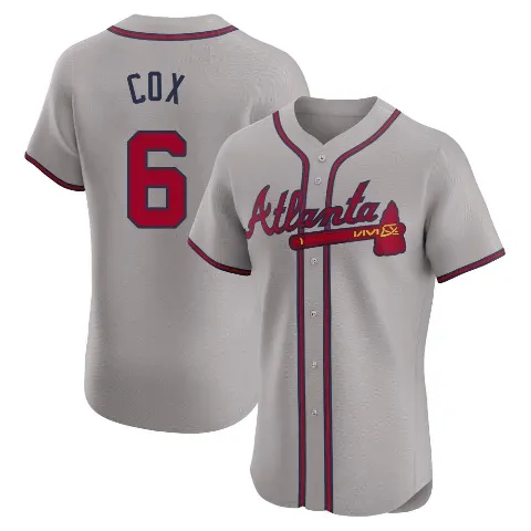 Men's Atlanta Braves ＃6 Bobby Cox Gray Elite Road Jersey