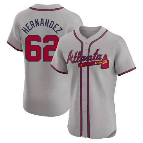 Men's Atlanta Braves ＃62 Daysbel Hernandez Gray Elite Road Jersey