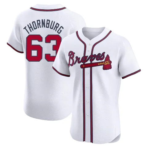 Men's Atlanta Braves ＃63 Tyler Thornburg White Elite Home Jersey