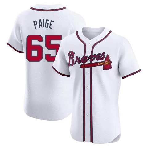 Men's Atlanta Braves ＃65 Satchel Paige White Elite Home Jersey