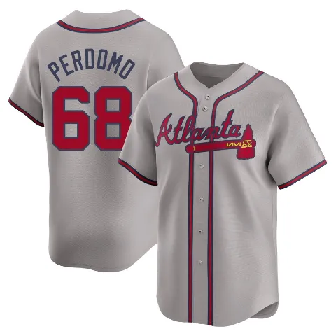 Men's Atlanta Braves ＃68 Angel Perdomo Gray Limited Away Jersey