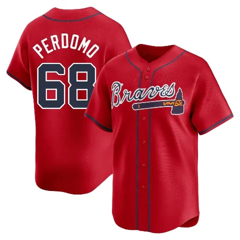 Men's Atlanta Braves ＃68 Angel Perdomo Red Limited Alternate Jersey