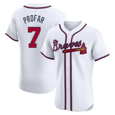 Men's Atlanta Braves ＃7 Jurickson Profar White Elite Home Jersey