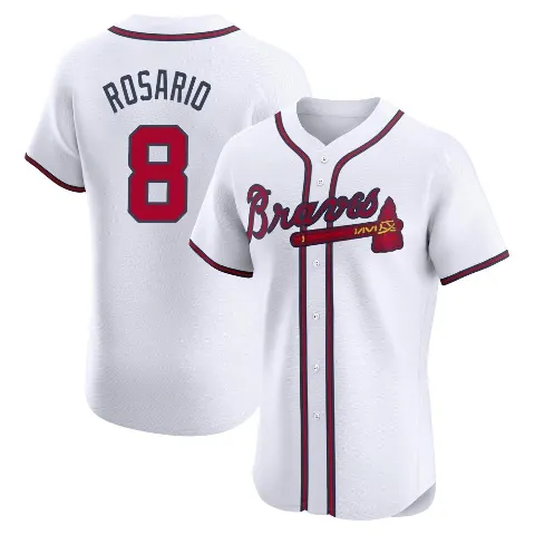 Men's Atlanta Braves ＃8 Eddie Rosario White Elite Home Jersey