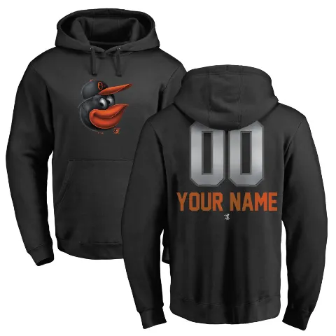 Men's Baltimore Orioles ＃00 Custom Hoodie Black Custom Midnight Mascot Pullover Hoodie -