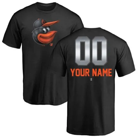 Men's Baltimore Orioles ＃00 Custom T-Shirt Black Custom Midnight Mascot T-Shirt -