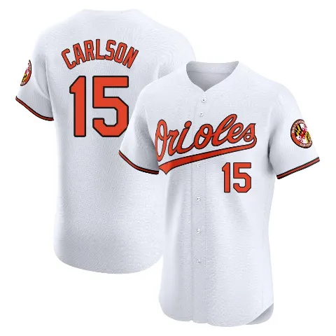 Men's Baltimore Orioles ＃15 Dylan Carlson White Elite Home Jersey