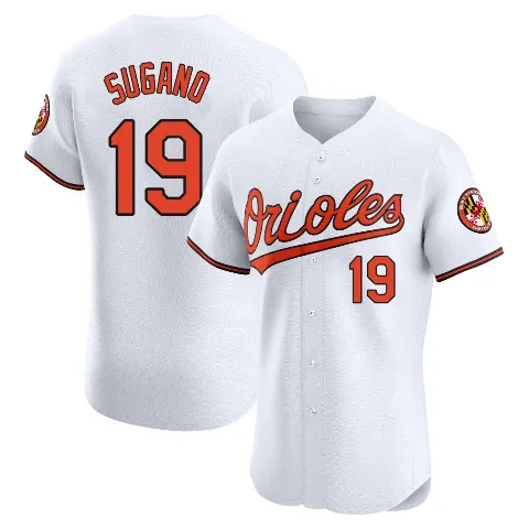 Men's Baltimore Orioles ＃19 Tomoyuki Sugano White Elite Home Jersey