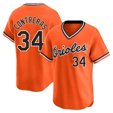 Men's Baltimore Orioles ＃34 Roansy Contreras Orange Limited Cooperstown Collection Jersey