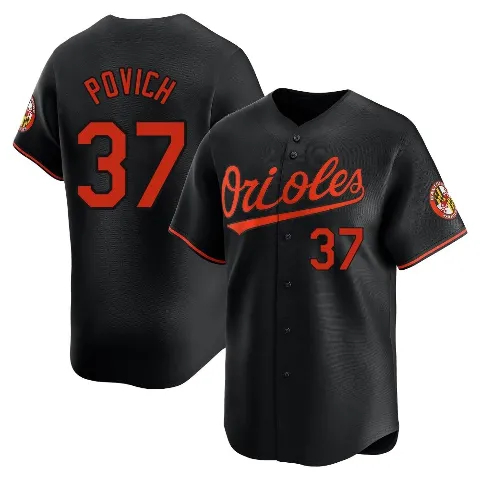 Men's Baltimore Orioles ＃37 Cade Povich Black Limited Alternate Jersey