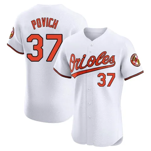 Men's Baltimore Orioles ＃37 Cade Povich White Elite Home Jersey