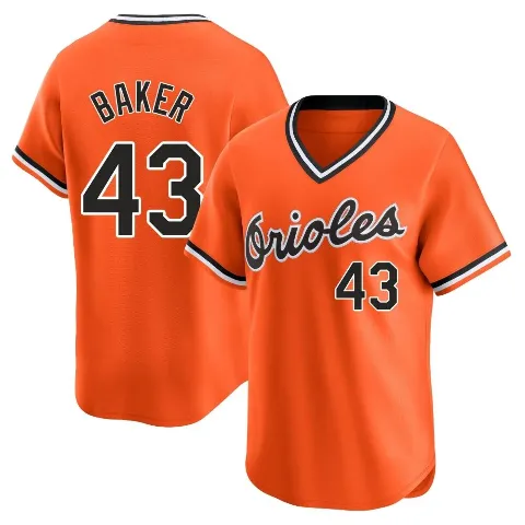 Men's Baltimore Orioles ＃43 Bryan Baker Orange Limited Cooperstown Collection Jersey