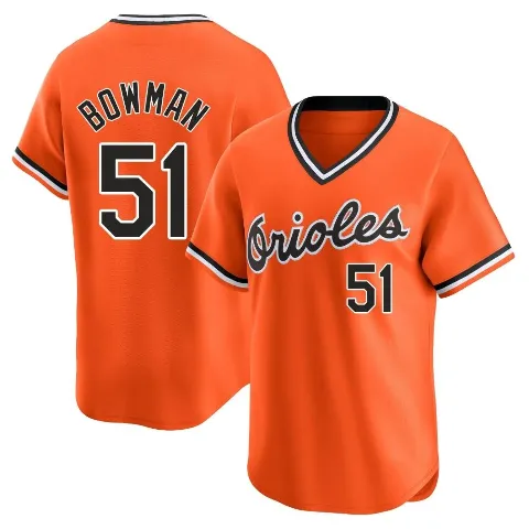 Men's Baltimore Orioles ＃51 Matt Bowman Orange Limited Cooperstown Collection Jersey