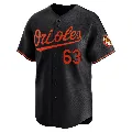 Men's Baltimore Orioles ＃63 Brandon Young Black Limited Alternate Jersey