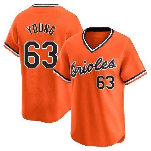 Men's Baltimore Orioles ＃63 Brandon Young Orange Limited Cooperstown Collection Jersey