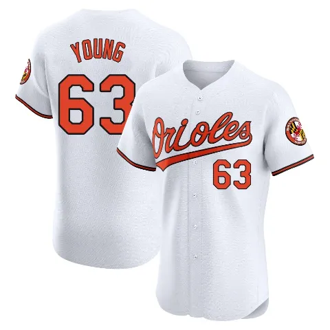 Men's Baltimore Orioles ＃63 Brandon Young White Elite Home Jersey