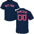 Men's Boston Red Sox ＃00 Custom T-Shirt Navy Custom Roster Name & Number T-Shirt -