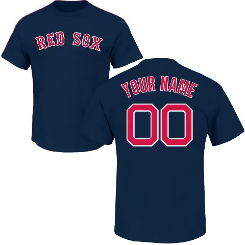 Men's Boston Red Sox ＃00 Custom T-Shirt Navy Custom Roster Name & Number T-Shirt -