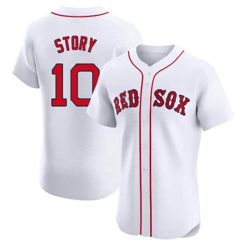 Men's Boston Red Sox ＃10 Trevor Story White Elite Home Patch Jersey