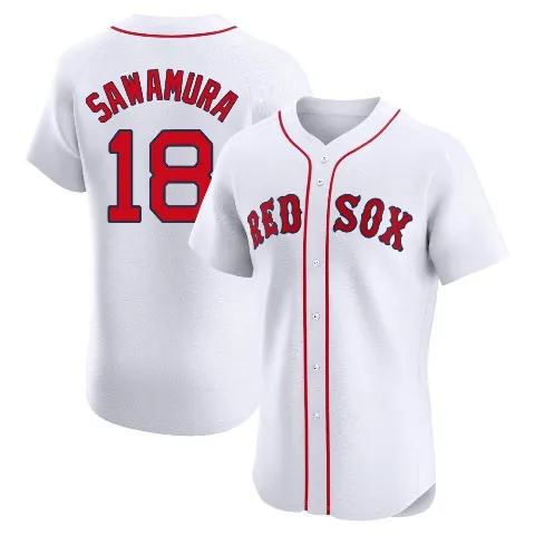 Men's Boston Red Sox ＃18 Hirokazu Sawamura White Elite Home Jersey