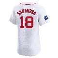 Men's Boston Red Sox ＃18 Hirokazu Sawamura White Elite Home Patch Jersey