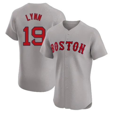 Men's Boston Red Sox ＃19 Fred Lynn Gray Elite Road Jersey