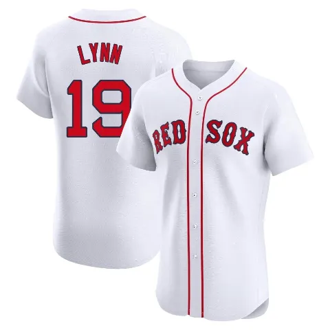 Men's Boston Red Sox ＃19 Fred Lynn White Elite Home Jersey