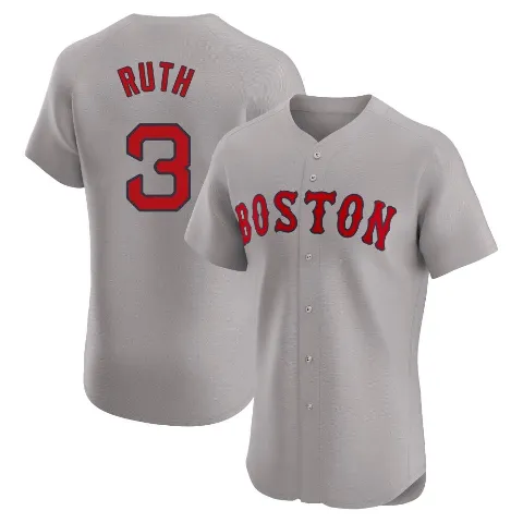 Men's Boston Red Sox ＃3 Babe Ruth Gray Elite Road Jersey